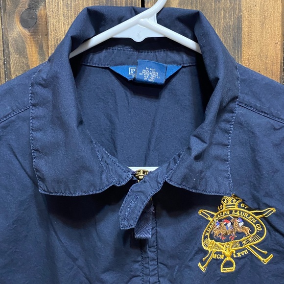 VTG POLO Ralph Lauren Bomber Jacket Navy Embroidered Logo Patch Kids L 16/18 - Picture 13 of 15